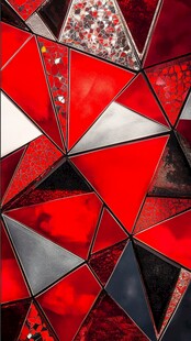 红黑几何拼接抽象艺术图案