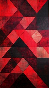 红黑几何拼接抽象艺术画