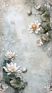 中式水墨风荷花背景图