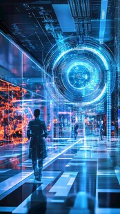 未来都市中的科技探索者