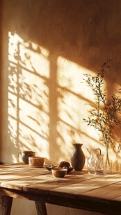 阳光洒落的静谧桌面摆件