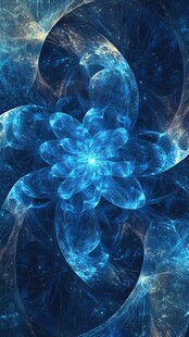 蓝色梦幻分形花朵艺术图