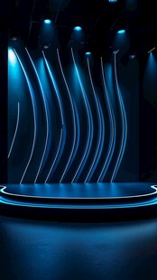 蓝色科技感舞台展示空间