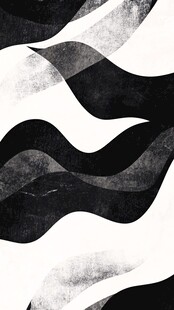 黑白波浪抽象艺术图案