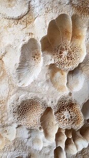 远古贝壳化石纹理特写