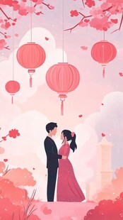 樱花下的浪漫情侣