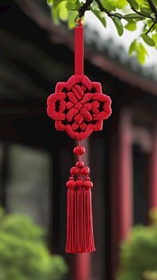 中式红中国结挂饰特写