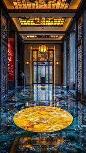 中式奢华大厅的优雅景致