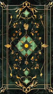 奢华黑金绿宝石装饰图案