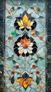 精美花卉镶嵌装饰图案