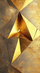 金色几何立体金属质感图案