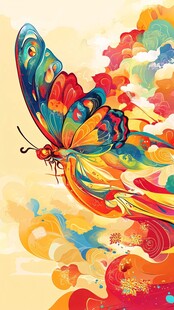梦幻炫彩蝴蝶飞舞图景