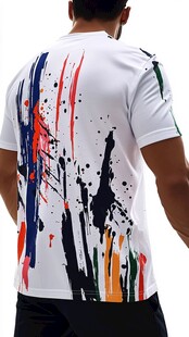 男士彩色泼墨印花短袖T恤