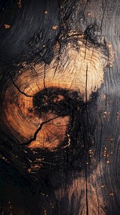 烧焦树干的独特纹理