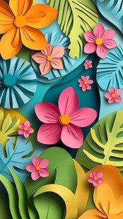 缤纷纸艺花卉热带风情