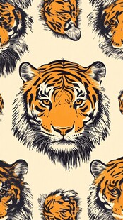 老虎头像无缝图案设计