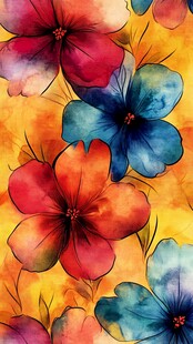 水彩花卉图案背景纹理