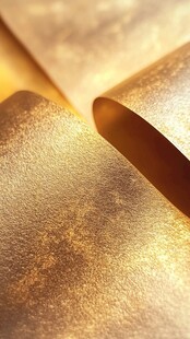 金色卷边纹理纸张特写