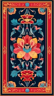 中式古典花卉图案地毯
