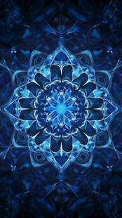 梦幻蓝色曼陀罗花纹图案