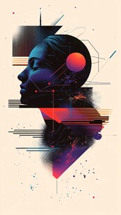 科技感抽象人物侧脸插画