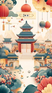 古风中式建筑喜庆场景