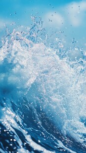 蓝色海浪水花瞬间之美