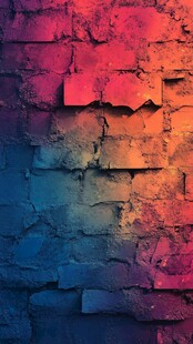 彩色斑驳砖墙纹理画面
