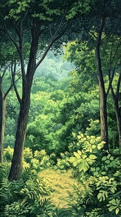 林间小径的盎然绿意