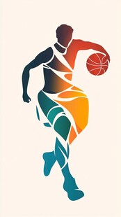 篮球运动员动感剪影形象