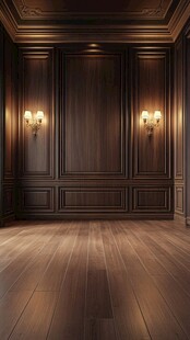 复古木质墙面的典雅房间