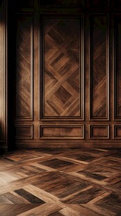 复古木质墙面与拼花地板