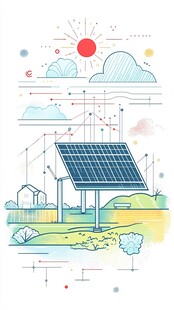 太阳能板的户外清新场景