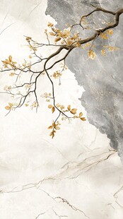 水墨金枝大理石纹理背景图