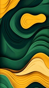 动感黄绿波浪抽象图案