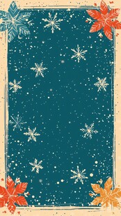 复古风雪花枫叶背景图