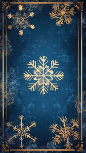 深蓝背景上的金色雪花图案