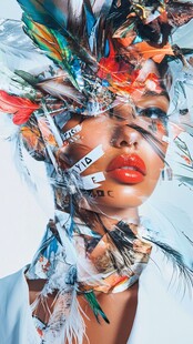 创意羽毛拼贴时尚女性形象