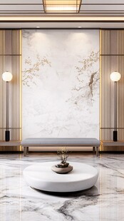 中式轻奢风大理石玄关设计