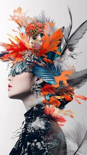 梦幻羽饰造型的时尚佳人