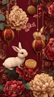 兔年繁花贺岁图