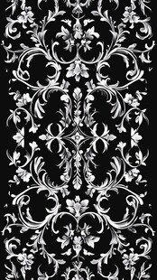 黑白花卉复古装饰图案