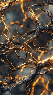 逆光下的嶙峋树枝美景