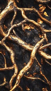 盘根错节的金色树根