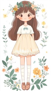 花饰少女的甜美清新形象
