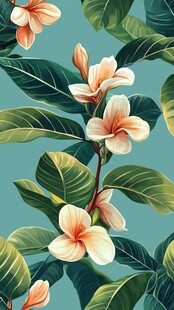 热带鸡蛋花植物图案背景