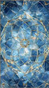 蓝色金纹梦幻玻璃花纹图