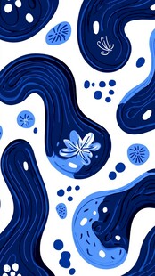 蓝调海洋风抽象图案元素