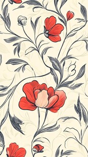 花卉图案 复古风手绘花卉纹理