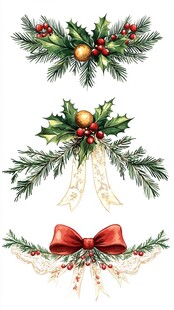 圣诞装饰水彩插画元素